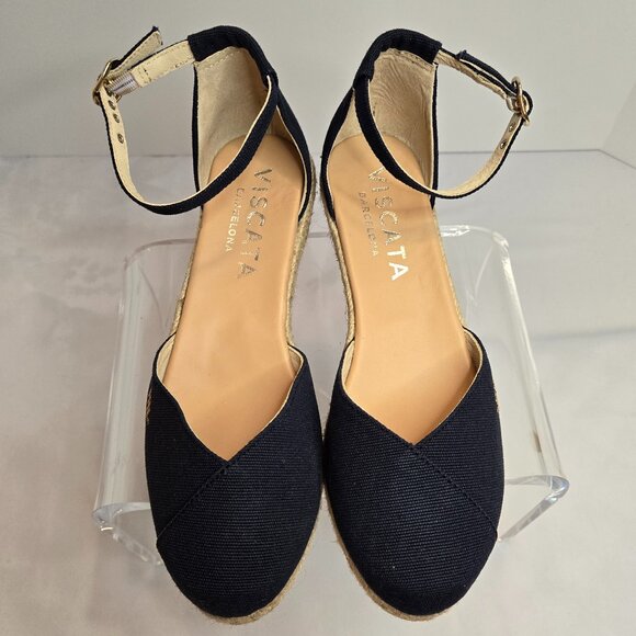 Navy Wedge Espadrilles with Ankle Strap - Picture 2 of 7